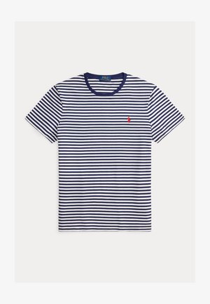 Polo Ralph Lauren CUSTOM SLIM FIT STRIPED JERSEY T-SHIRT - Nyomott mintás póló - newport navy/white