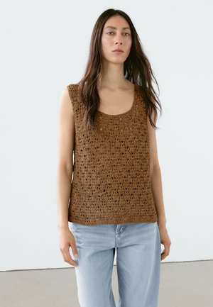 CROCHET - Top - dark brown