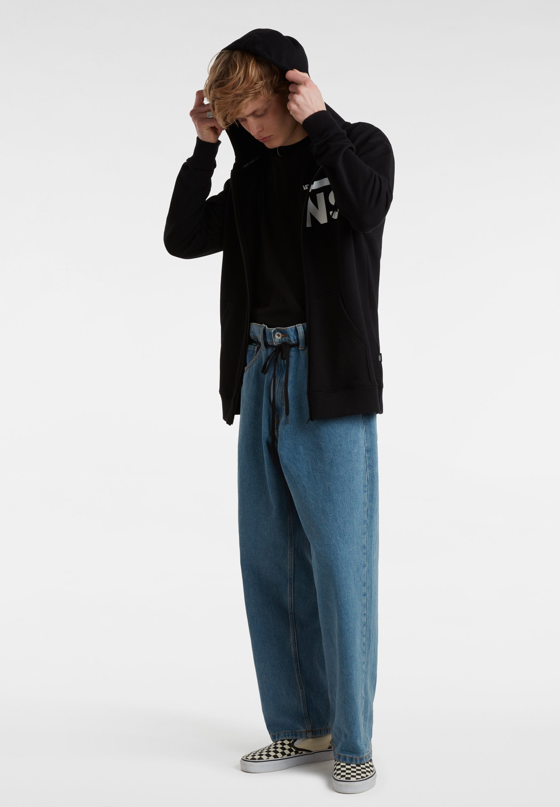 【BAON】Gabomen Banding Washing Black Blue Straight Pants BAON】Gabomen Banding Washing Black Blue Straight Pants