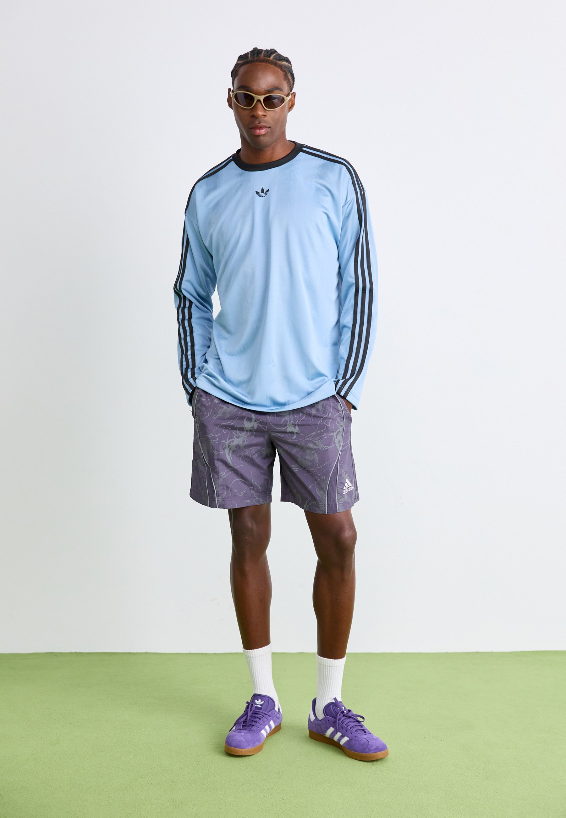 adidas Originals JACQ - Long sleeved top - ash blue/black/moon