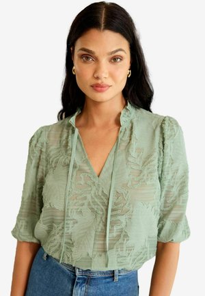Lipsy 3/4 SLEEVE BURNOUT TIE NECK REGULAR FIT
 - Blūze - green