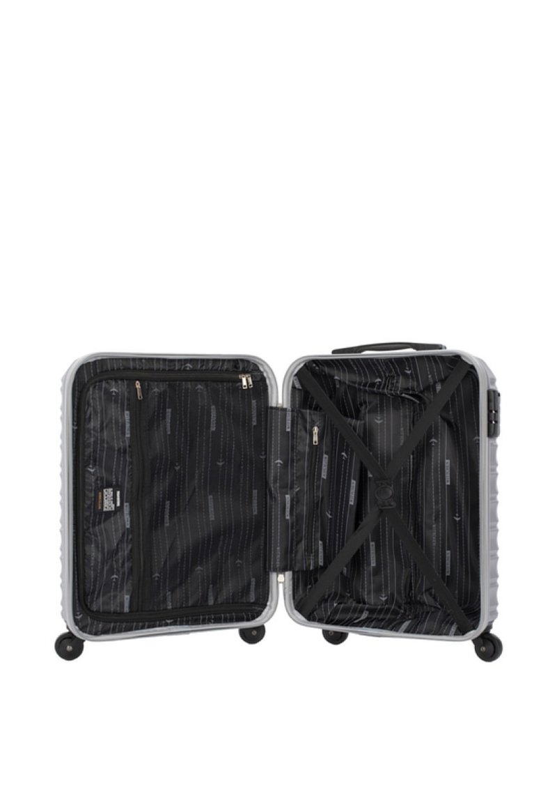 WITTCHEN GROOVE Line Line Small suitcase cabin luggage suitcase Travel suitcase Hand luggage Sturdy luggage Hard ABS Combination lock Telescopic handle 4 castors Size S Grey KLM/Transavia/easyJet