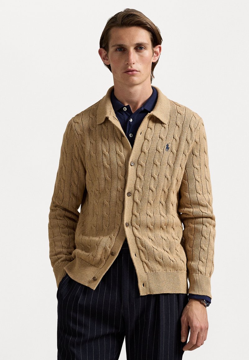 Polo Ralph Lauren CABLE-KNIT CARDIGAN - Chaqueta de punto - camel melange
