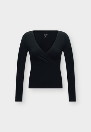 Hollister Co., WRAP BUST - Блуза с дълги ръкави - black