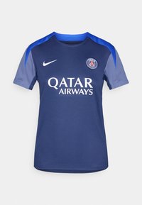Navy blue Nike football jersey featuring a round neckline, short sleeves, and gray accents. "QATAR AIRWAYS" printed in white. Team logo on chest.