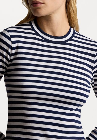 Polo Ralph Lauren STRIPED RIB KNIT LONG SLEEVE TEE - Long sleeved top - cruise navy/white