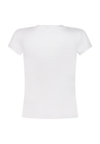 Witte T-shirt met korte mouwen en een ronde hals. Gemaakt van gladde, rekbare stof, met een aangesloten ontwerp en een naadloze achterkant.