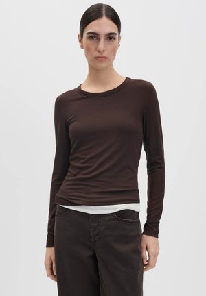 SLIM FIT TEXTURE - Longsleeve - dark espresso