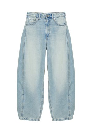 PULL&BEAR, HIGH-WAISTED BALLOON FIT - JEANS. - Široké nohavice - light-blue denim