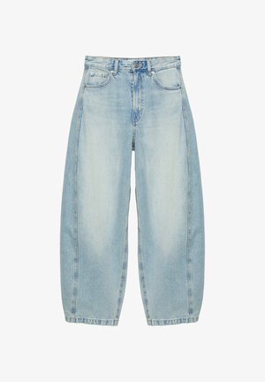 PULL&BEAR, HIGH-WAISTED BALLOON FIT - JEANS. - Široké nohavice - light-blue denim