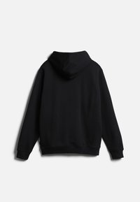 Sweat-shirt à capuche noir avec une texture douce, manches longues et coupe décontractée. Doté d'une capuche et de poignets côtelés le long de l'ourlet.