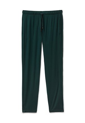 Donkergroene, lichtgewicht joggingsbroek met een elastische tailleband, verstelbaar trekkoord en zijzakken. Soepele textuur en recht model.