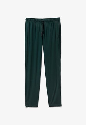 Donkergroene, lichtgewicht joggingsbroek met een elastische tailleband, verstelbaar trekkoord en zijzakken. Soepele textuur en recht model.