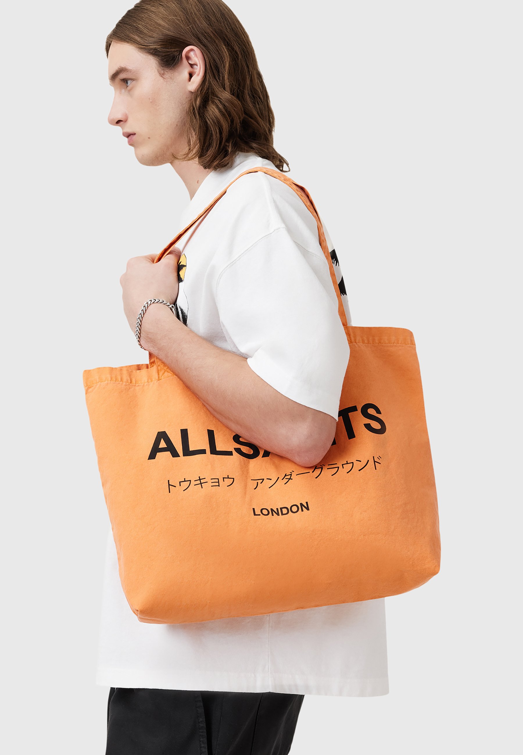 AllSaints UNDERGROUND TOTE - Tote bag - vibrant orange/orange