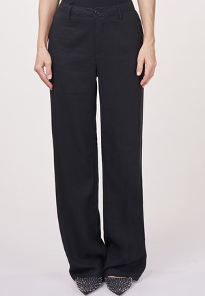 MARLENE WIDE - Trousers - black linen