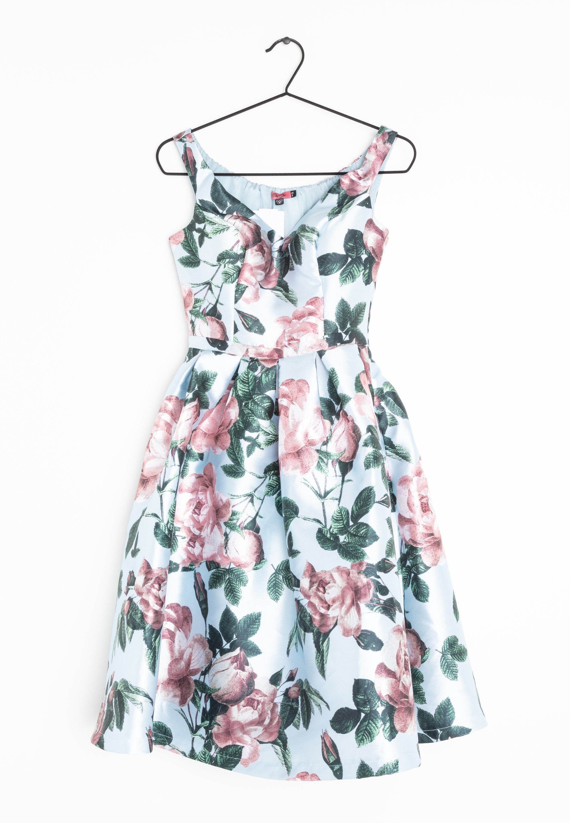 chi chi london blue floral dress Chi Chi London Ruffle Floral Print Midi Dress in Blue