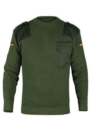 STRICK WINTER BUNDESWEHR PULLOVER MIT DEUTSCHLANDFAHNE - Strickpullover - oliv
