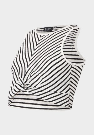 Mustra mustriga rasedusülikond, ilma varrukateta, sõlme eesmise detailiga, ribakujuline tekstuur ja ümar kaelus.