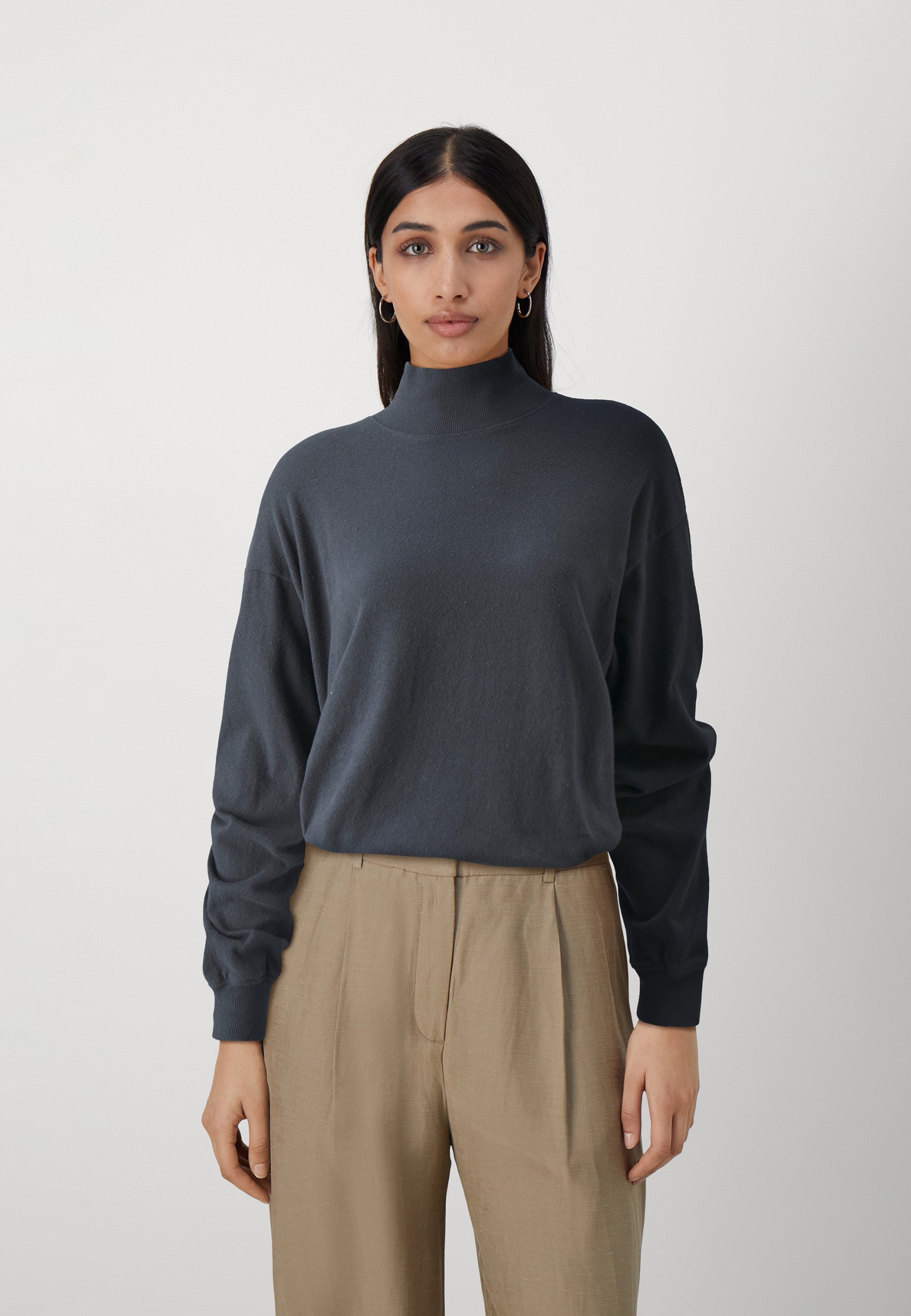 Haut American Vintage Manches 3/4 Beige-gris - Taille 40 - Tunique En Jean Doux - Style Rock