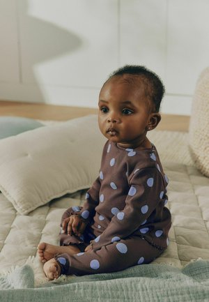 Next, REGULAR FIT - PRINTED RIB TOP AND LEGGING BABY SET 2 PIECE - Langærmet T-shirt - chocolate brown spot