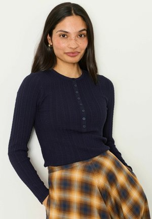 FatFace, KNITTED FRILL HENLEY JUMPER - Jumper - navy