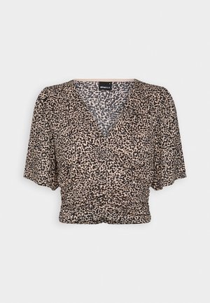 Gina Tricot SHORTSLEEVE - T-shirts med print - beige/black