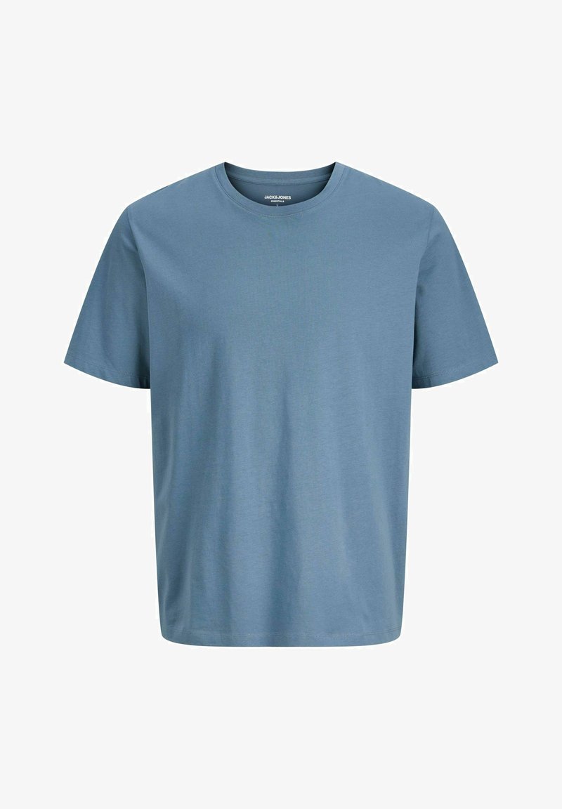 Light blue short-sleeve T-shirt made of soft cotton. Features a crew neck and a relaxed fit, with a smooth texture and no visible patterns.