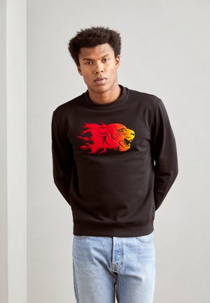 REGULAR FIT WITH SHADED SPONGE FLOCK PRINT - Sweatshirt - black