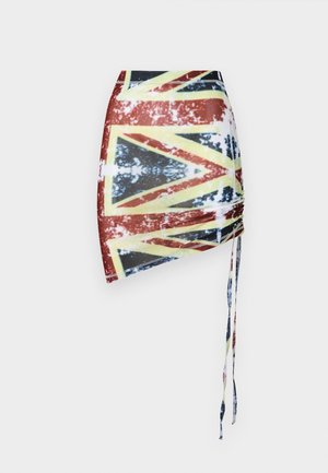 LARGE UNION JACK PRINT RUCHED SKIRT - Minisukně - red