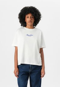 Guess Jeans SCRIPT TEE - T-Shirt print - pure white