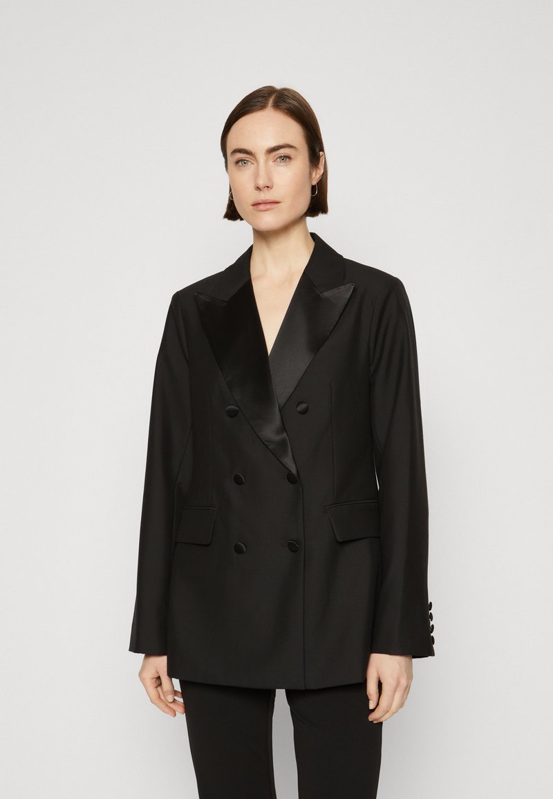 By Malina - CLASSIC TUXEDO BLAZER - Halflange jas - black, Vergroten