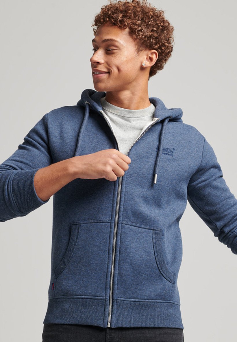 Superdry Zip-up sweatshirt - vintage navy marl/blue - Zalando.ie