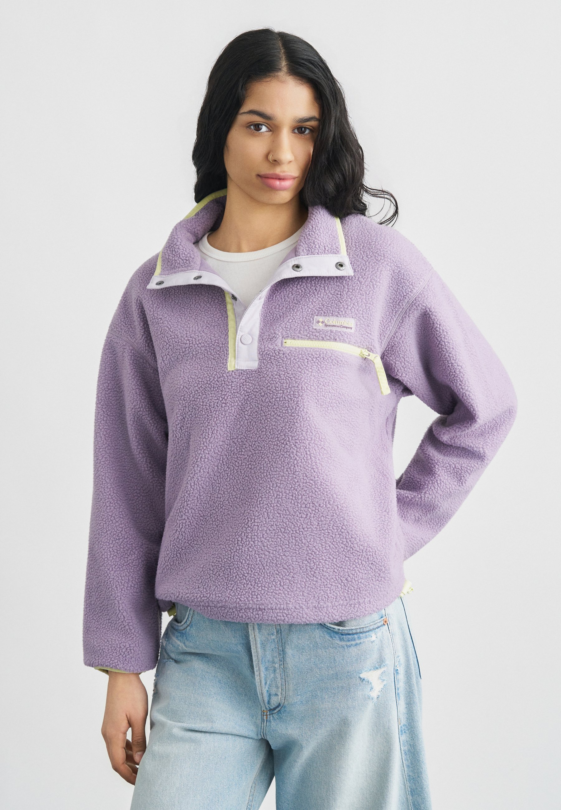 Columbia HELVETIA CROPPED HALF SNAP - Fleece jumper - shale purple