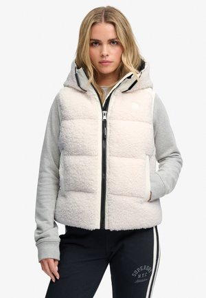 Superdry & Co, SUPERDRY BORG HOODED PUFFER GILET.. - Waistcoat - chalk white