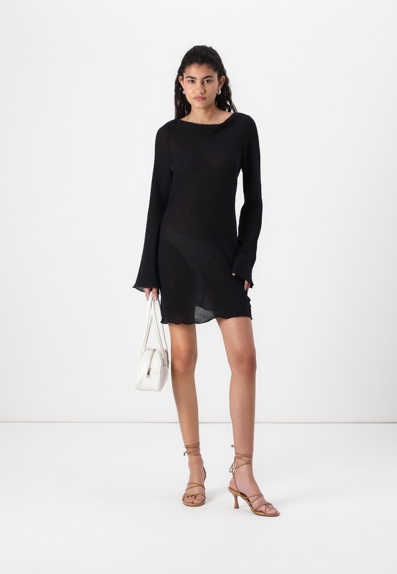 Weekday MINI LONG SLEEVE DRESS - Day dress - black - Zalando.co.uk