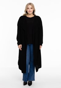YOEK WITH A DRAPED FRONT - Gilet - black
