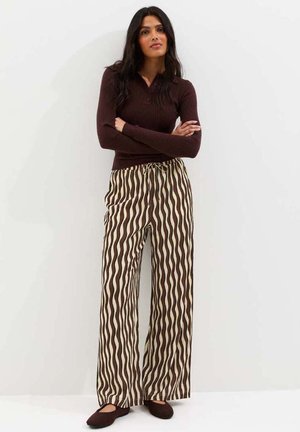 New Look WAVE PATTERNED WIDE LEG - Pantalon classique - brown pattern