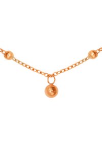 Collana in oro rosa con tre accenti sferici; finitura lucida e design a catena delicato.