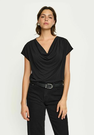 ELLA DRAPED - Trükipildiga T-särk - black