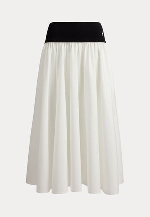 CONTRAST-WAISTBAND A-LINE SKIRT - Gonna a campana - white
