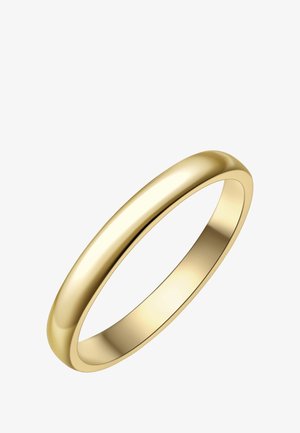 Gul vielsesring med en glat, poleret overflade og et klassisk, rundet design. Ingen udsmykninger eller indskrifter til stede.