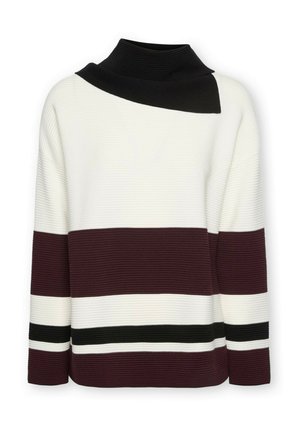 Elena Mirò, MAGLIA A RIGHE CON DOLCEVITA ASIMMETRICO - Strickpullover - bianco