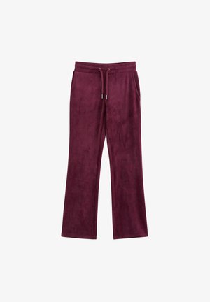 Vinrøde vidde-sweatpants med elastisk talje og snøre, med sidelommer og blød stofstruktur.