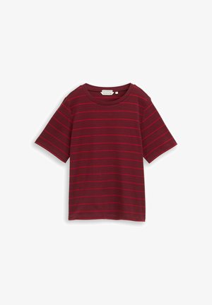 TOM TAILOR, T-SHIRT INTERLOCK CREW NECK - T-Shirt print - plum red irregular stripe