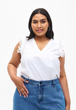 Zizzi MIT RÜSCHEN - Blusa - bright white