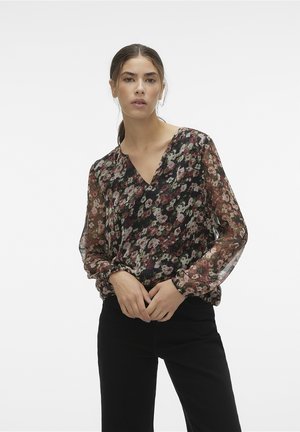 Vero Moda VMMILLA V NECK - Μπλούζα - black