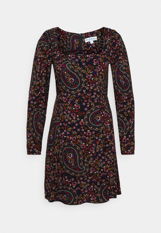 PAISLEY SQUARE NECK MINI DRESS - Day dress - black