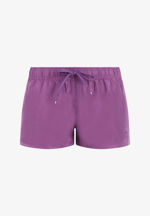 Paars elastisch tailleband short met een voorstrik en een klein logo op het onderste linkerbeen.