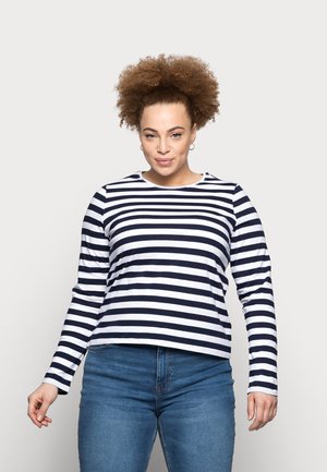 PCRIA NEW TEE - Top s dlouhým rukávem - bright white/maritime navy