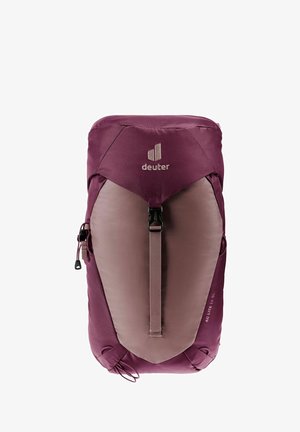 Deuter AC Lite 41 SL Rucksack in Dunkelpurpur und Taupe, mit einer oberen Abdeckung, verstellbaren Riemen und externen Lagerungsschlaufen.
